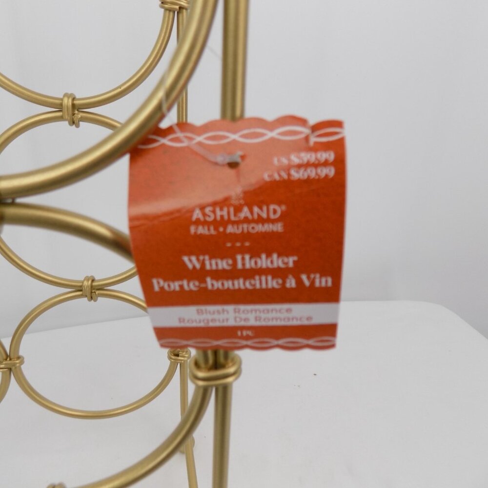 Ashland Fall Blush Romance Wine Holder 7 Bottle Gold Tone 18" x 8.5" x 5.5" New - Picture 6 of 6
